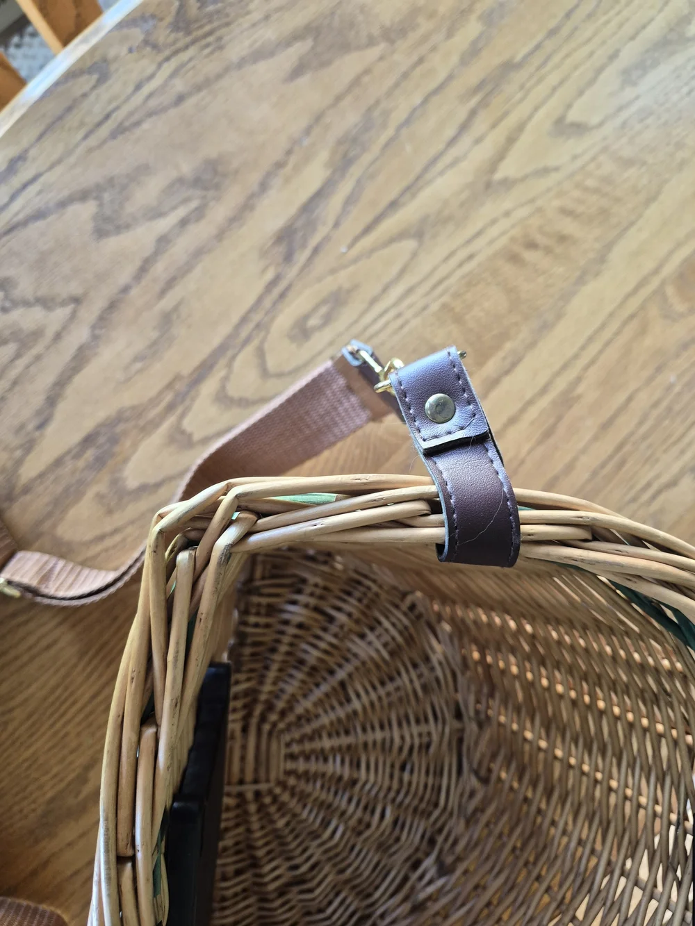 Sunlite Baskets Wicker Bike Basket with Green Trim